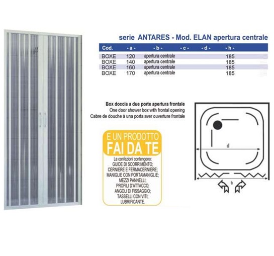 Box Doccia Antares Elan H 185 Apertura Centrale.