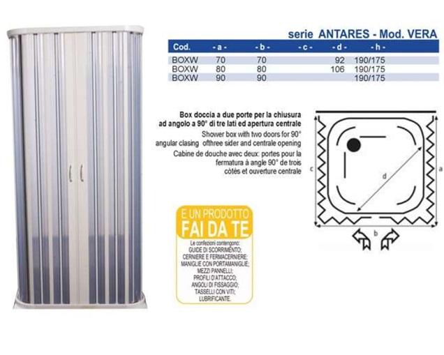 Box Doccia Pvc Serie Antares Vera.