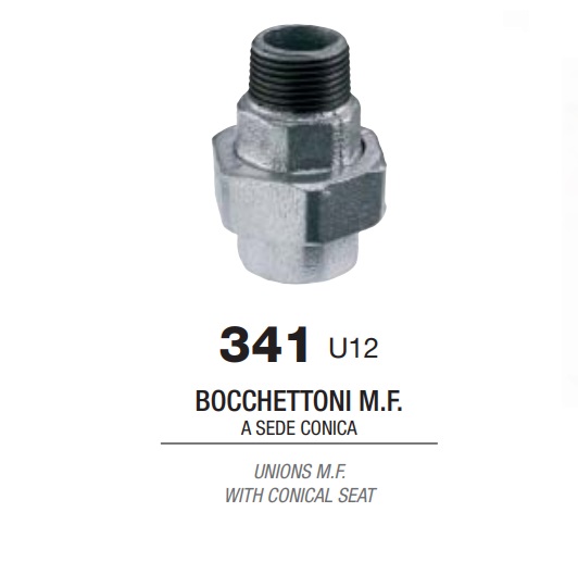 Bocchettone Zincato MF Figura 341 Raccordo 3 Pezzi.