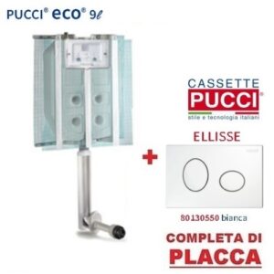 Cassetta Pucci Eco Incasso 9 lt.  Con  Placca Ellisse Bianca 0550