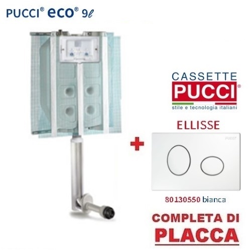 Cassetta Pucci Eco Incasso 9 lt. Con Placca Ellisse Bianca 0550