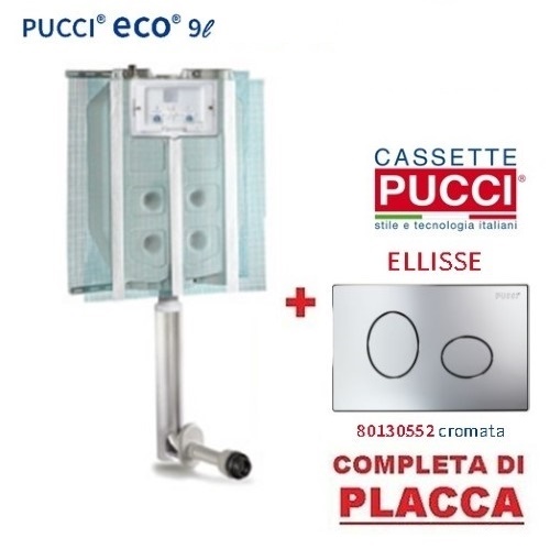 Cassetta Pucci Eco Incasso 9 lt. Con Placca Ellisse Cromo 0552