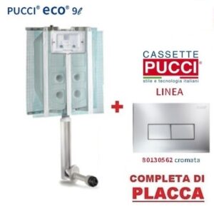 Cassetta Pucci Eco Incasso 9 lt.  Con  Placca Linea  Cromo 0562