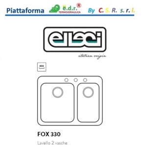 Lavello Fox 330 2 Vasche 70x53cm