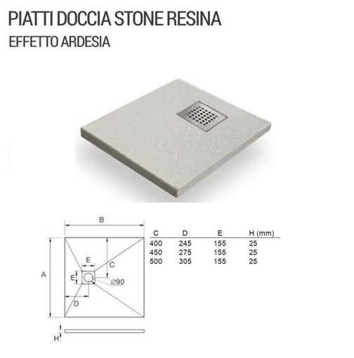 Piatto Doccia Stone Effetto Ardesia Quadrato