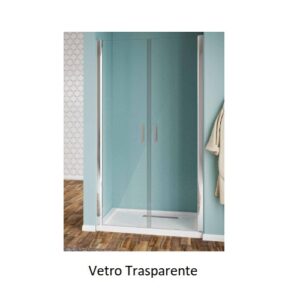Box Strass Parete 2 Ante Tipo Saloon Profilo Cromo Vetro 6 mm.