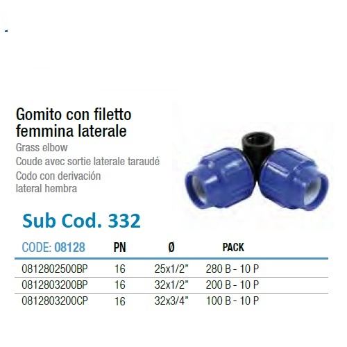 Gomito PVC Politilene Doppio uscita filettata sul gomito Pop-Up.