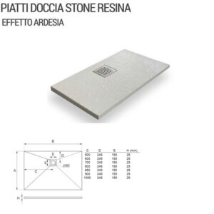 Piatto Doccia Stone Resina Effetto Ardesia 800X1900 Cod. 2100