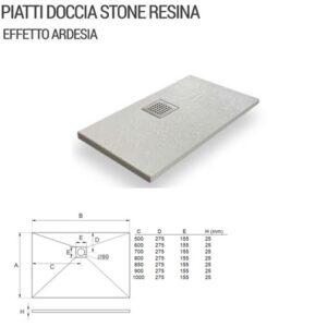 Piatto Doccia Stone Resina Effetto Ardesia 900X2000 Cod. 2100