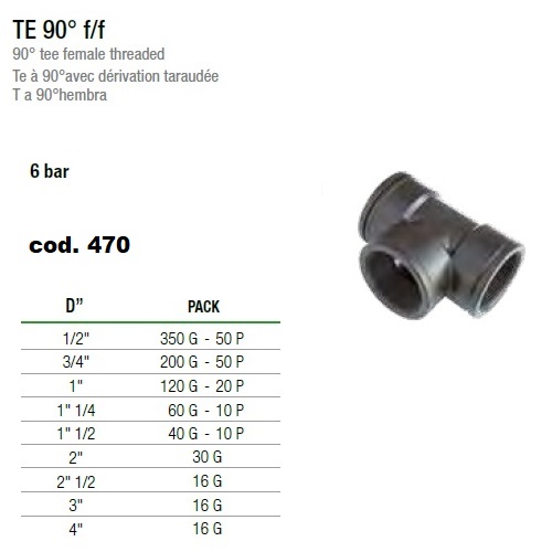 Tee Fff 90° D. 1"1/2" 470-Hd