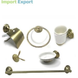 Set Accessori Bagno8 pz cromo con finitureporcellana Bronzato  52644