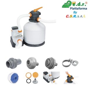 Filtro A Sabbia Flowclear Filtraggio Da 11.355 L/H, Valvola Di Controllo A
6 Posizioni, Tasto Di Spegnimento, Timer, Pressometro E Prefiltro  58486