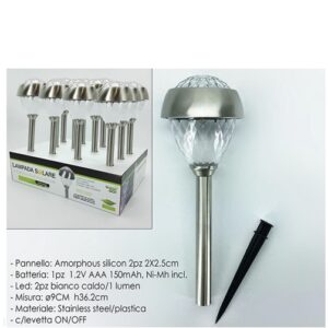 Lampada Solare Acciaio In Disp.  622045