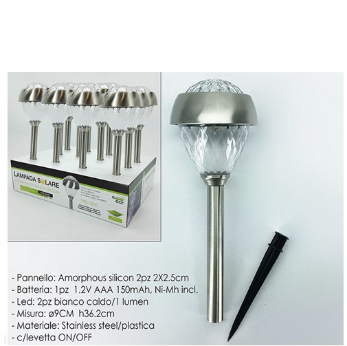 Lampada Solare Acciaio In Disp. 622045