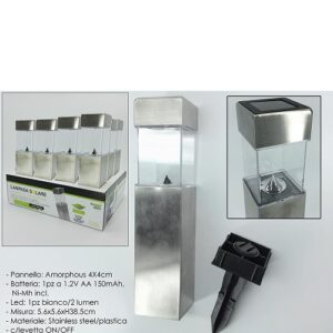 Lampada Solare Acciaio In Disp.  622049