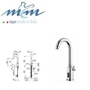 Miscelatore lavabo elettronico con canna girevole con alimentazione a batteria Electronic basin with swinging spout powered by battery Mitigeur lavabo électronique avec bec rotatif avec alimentation par batteries. Art. 7091SB  7091SB