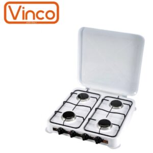 Fornello a gas per uso esterno Vinco a quattro fuochi – 4,8kg – griglia di supporto smaltata removibile – potenza fiamme 0,85/1,2/1,2/1,4Kw  76004