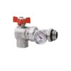 Valvola A Sfera Angolo MF con Manometro 3/4" leva rossa