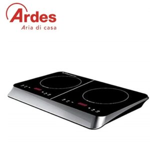 Kookie Duo - Fornello A Induzione - 2 Piastre, 2000 & 1500 W. Risparmio Energetico Del 30% Grazie Alla Sensibile Riduzione Dei Tempi Di Cottura. Dispaly Digitale Con Controlli Touch Per Gestione Del Timer, Le 10 Potenze E Temperatura Da 60 A 240°C.  Sicurea Totale: Togliendo La Pentola Si Spegne Automaticamente  AR1F602