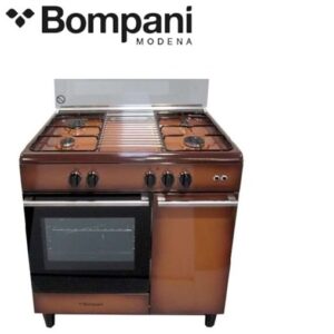 Cucina Porta Bombola 90X60 Marronezz, 4 Fuochi Gas, Forno Gas Con Grill Elettrico, Accensione Automatica, Coperchio In Cristallo  Bo951Ee/L