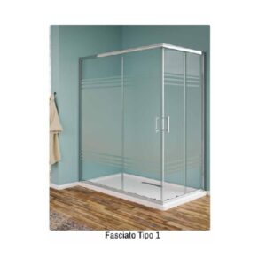 Box Strass Angolo 70X70   Vetro Fascia Tipo 1 Prof. Cromo