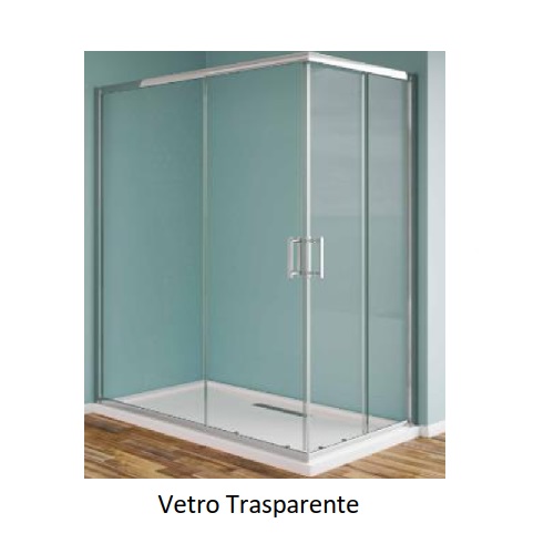 Box Strass Angolo Profilo Cromo Vetro 6 mm. 80X120 Trasparente