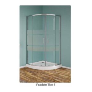 Box Strass Tondo 80X80  Vetro Fascia Tipo 2 Prof. Cromo  BST800220