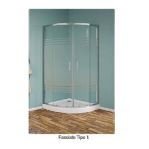 Box Strass Tondo 90X90  Vetro Fascia Tipo 1 Prof. Cromo  BST900219