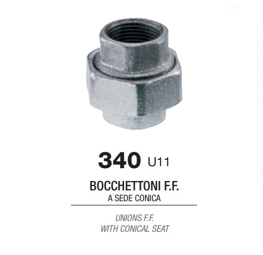 Bocchettone Zincato FF Figura 340 Raccordo 3 Pezzi. 2"