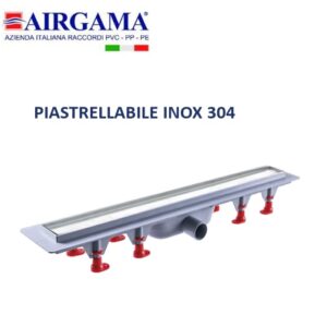 Canalina Doccia Sifonata 400X40 In Pp Grigio Piastrellabile Con Scarico Laterale E Griglia Inox  CDP390NX40