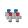 Collettore Inclinato Con Rubinetto 3/4" MF Indicazioni  Blu e Rosso. 4 Vie x 3/4"