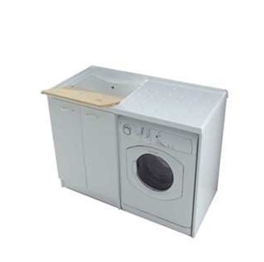 Mobile Portalavatrice in nobilitato classe E1 da 1,8 vasca ABS completo di sifone Coprilavatrice Lady. 60X124Xh90 Dx