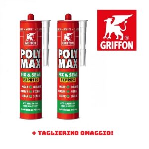 Kit da 2 Adesivo di montaggio e sigillante POLY MAX 425gr Bianco + taglierino omaggio  D7001090