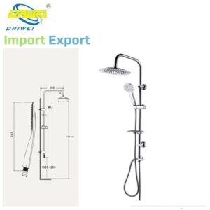Colonna Doccia Completa Di Soffione  E Doccetta Con Portasapone Cromato Linea Tonda  Import  DGO-075