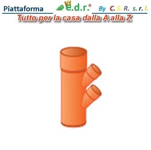 Derivazone A Vee 45° Ridotta 2 attacchi laterali Braga Pvc Arancio. 100X50X50