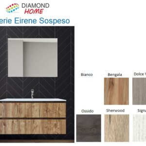 Mobile Eirene 2 Cassetti Sospeso 100 Bianco Ossido C/Specchio 100X80 + Lavabo  EIRENE10OS