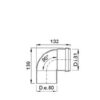 Curva 90° Mf D. 80 Bianca Per Caldaie Condensazione  Eur9008B