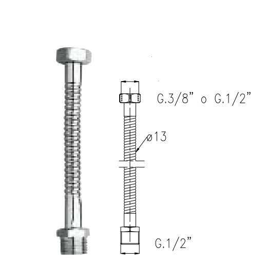 Flex Rame 1/2"Mx1/2"F X 50 Cm. Fr50