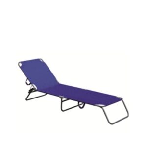 Lettino "Sand" In Ferro Silver Diam. 22 Cm. 190X58X27H 3 Gambe Pieghevole In 3 Parti Con Telo In Poliestere Blu  FU-011