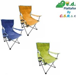 Poltrona Pieghevole In Ferro "Camping" Cm. 52X52X80H  Tube Mm. 15   Poliestere  4 Blu   - 1 Arancio   - 1 Verde  FU-042