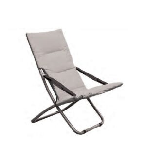 Poltrona Relax "Bedding" In Ferro Silver Diam. 25 Cm. 85X55X93H - Telo In Spugna E Poliestere Natural  HU-057