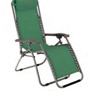 Poltrona Relax "Virtus" Tubi In Ferro Diam. 25 Cm. 90-165X65X113H - Textilene Verde Con Cuscino  HU-094