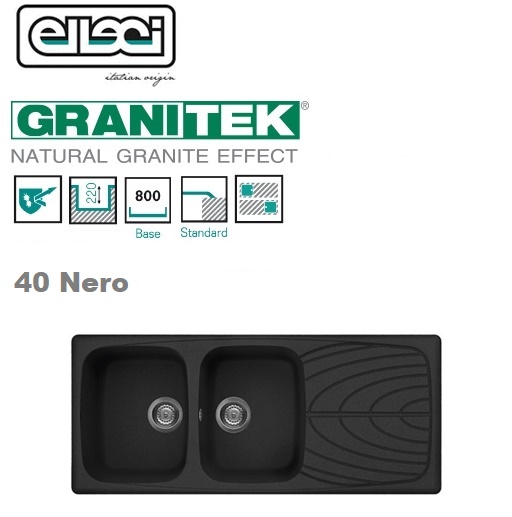 Master 500 1160X500 2 Vasche Con Gocciolatoio 40 Nero Lgm50040