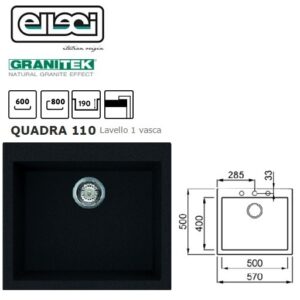 Quadra 105 Standard 57X50 Mm 1 Vasca 59 Antracite  LGQ10559