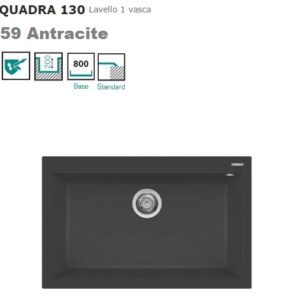 Quadra 130 Standard 790X500 Mm 1 Vasca 59 Antracite  LGQ13059