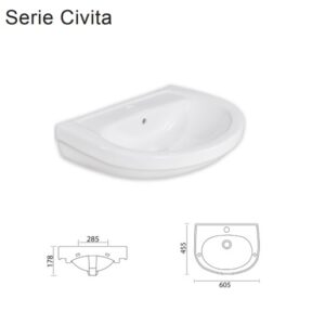 Lavabo Civita 605x460x175 mmin Ceramica Bianco Lucido  LUPB60