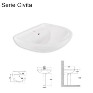 Serie Sanitari Civita.
Lavabo Civita 650X552X190 Mm Bianco