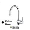 Miscelatore Lavello Cucina  Serie  Malibù Canna Ponte. Nero