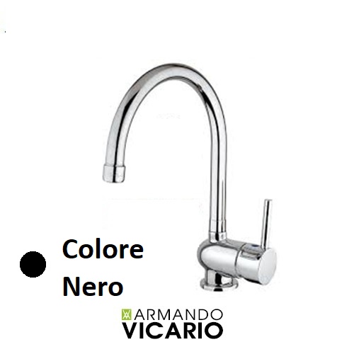 Miscelatore Lavello Cucina Serie Malibù Canna Ponte. Nero