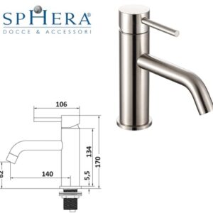 Miscelatore lavabo in acciaio 316 spazzolato composto da:
piletta click clack universale 1" 1/4 in acciaio 316
flessibili attacco 3/8" F
kit di fissaggio  MXLAMC16CAS